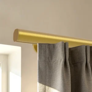 Minimalist Round Traverse Curtain Rod with Flat Finials