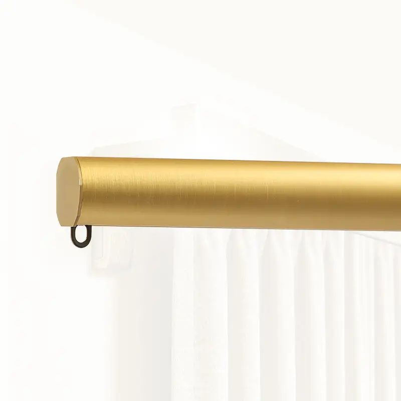Minimalist Round Traverse Curtain Rod with Flat Finials - Image 3